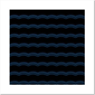 Blue Wave Stripe Pattern Posters and Art